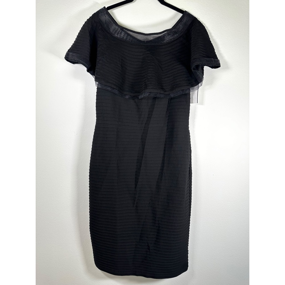 NWT $319 Tadashi Shoji Tabora Off The Shoulder Little Black Dress Size Medium - Picture 5 of 15